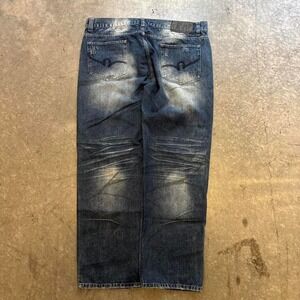 Baggy Rocawear Distressed Denim Jeans 46x32 Classic Fit Baggy Hip Hop Y2K